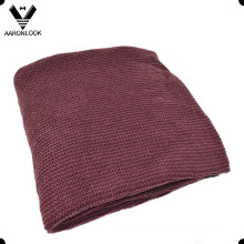 Solid Maroon Color Acrylic Winter Warm Knitted Blanket